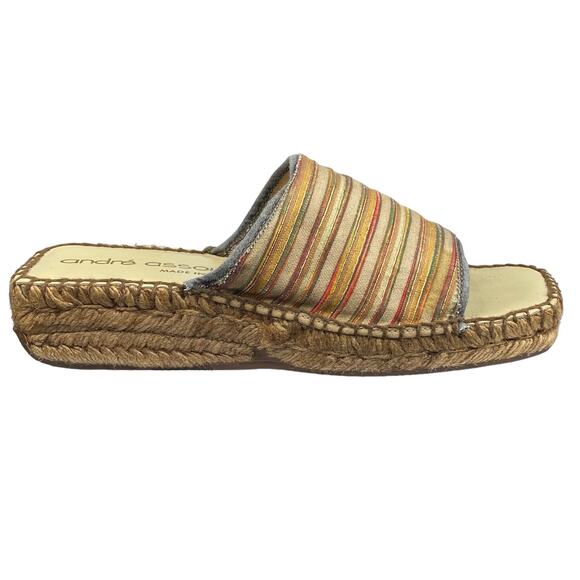 Vintage 90's Andre Assous Striped Women's Espadrille Sandals Size US 6 - Picture 1 of 11